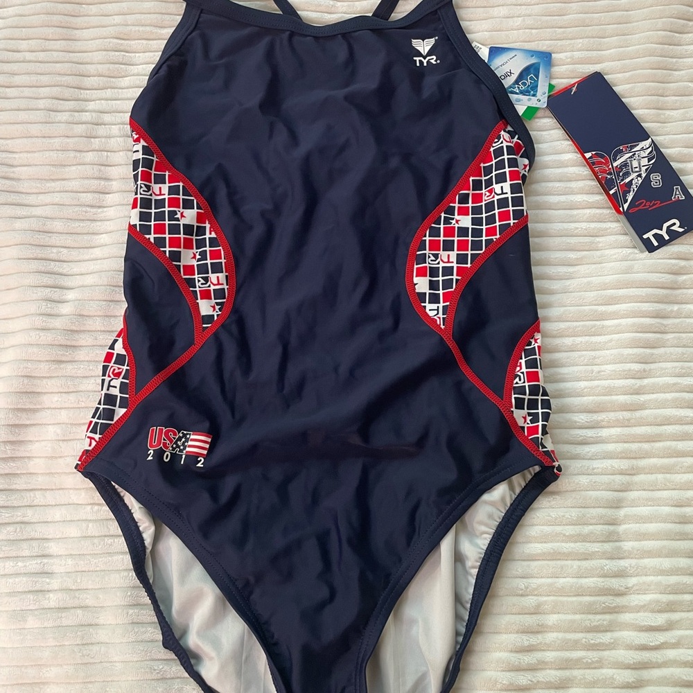 TYR Durafast UPF 50+ Patriotic USA 2012 Cutout-fit Performance Swimsuit  Women